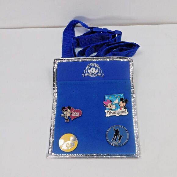 Disney Parks Disneyland Cast Member Pin Trading Bag Pouch Lanyard & 4 Pin Lot - Picture 1 of 15